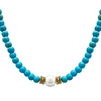 Turquoise Beaded Necklace with Pearl