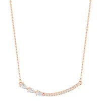 14k Rose Gold Plated Curved Bar Pink Pear Necklace
