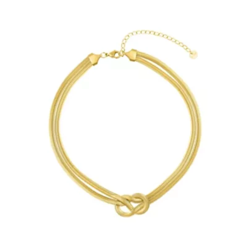 Tarnish Resistant 18k Gold Plated Adjustable Knot Collar Necklace