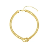 Tarnish Resistant 18k Gold Plated Adjustable Knot Collar Necklace