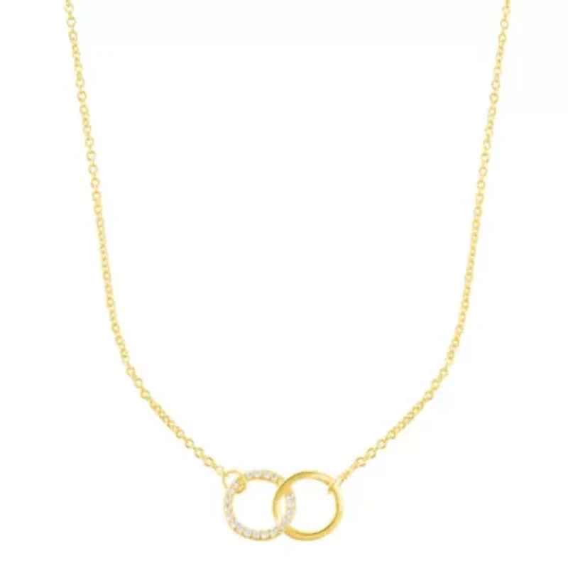 14k Gold Plated Adjustable Pave CZ Rings Necklace