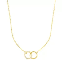 14k Gold Plated Adjustable Pave CZ Rings Necklace