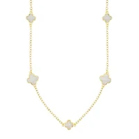 Gold Plated 36" Mother of Pearl Flower Station Necklace