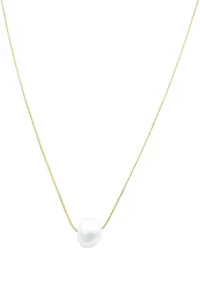 Tarnish Resistant 14k Gold Plated Freshwater Pearl Chain Necklace