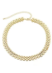 14k Gold Plated Grid Chain Necklace