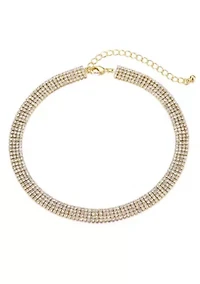 14k Gold Plated Adjustable Crystal Choker Necklace