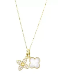 Tarnish Resistant 18k Gold Plated Mother of Pearl Double Clover Necklace