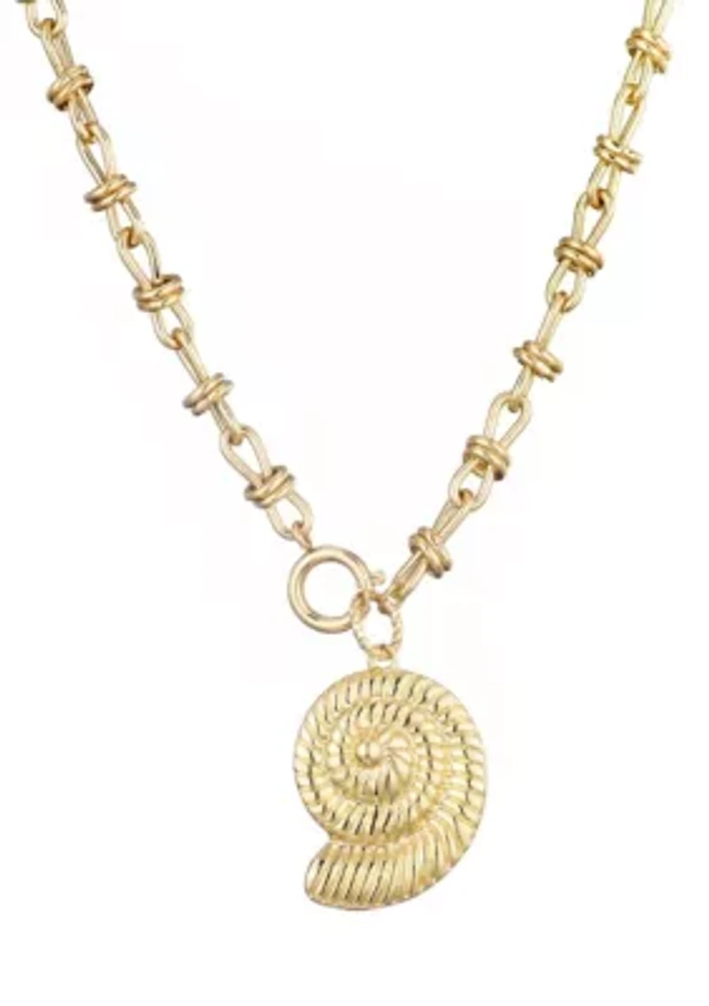 14k Gold Plated Chunky Shell Pendant Necklace