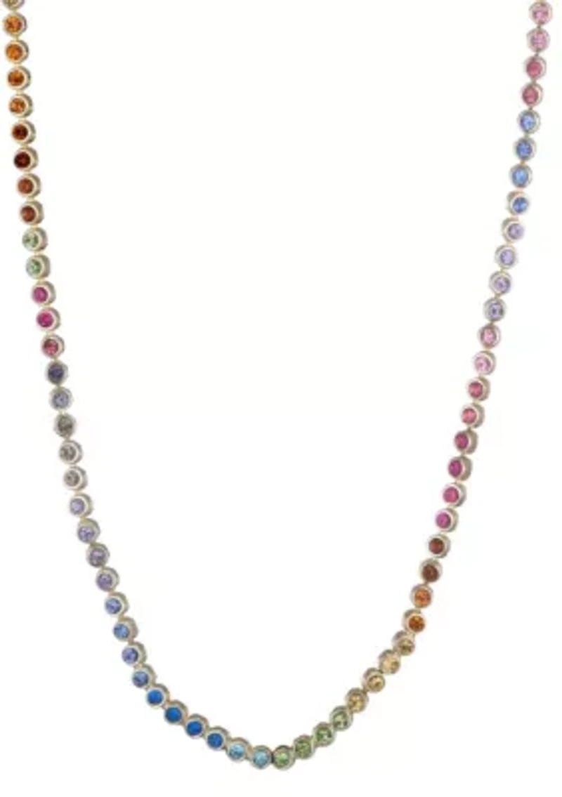 14k Gold Plated Rainbow Tennis Neckalce