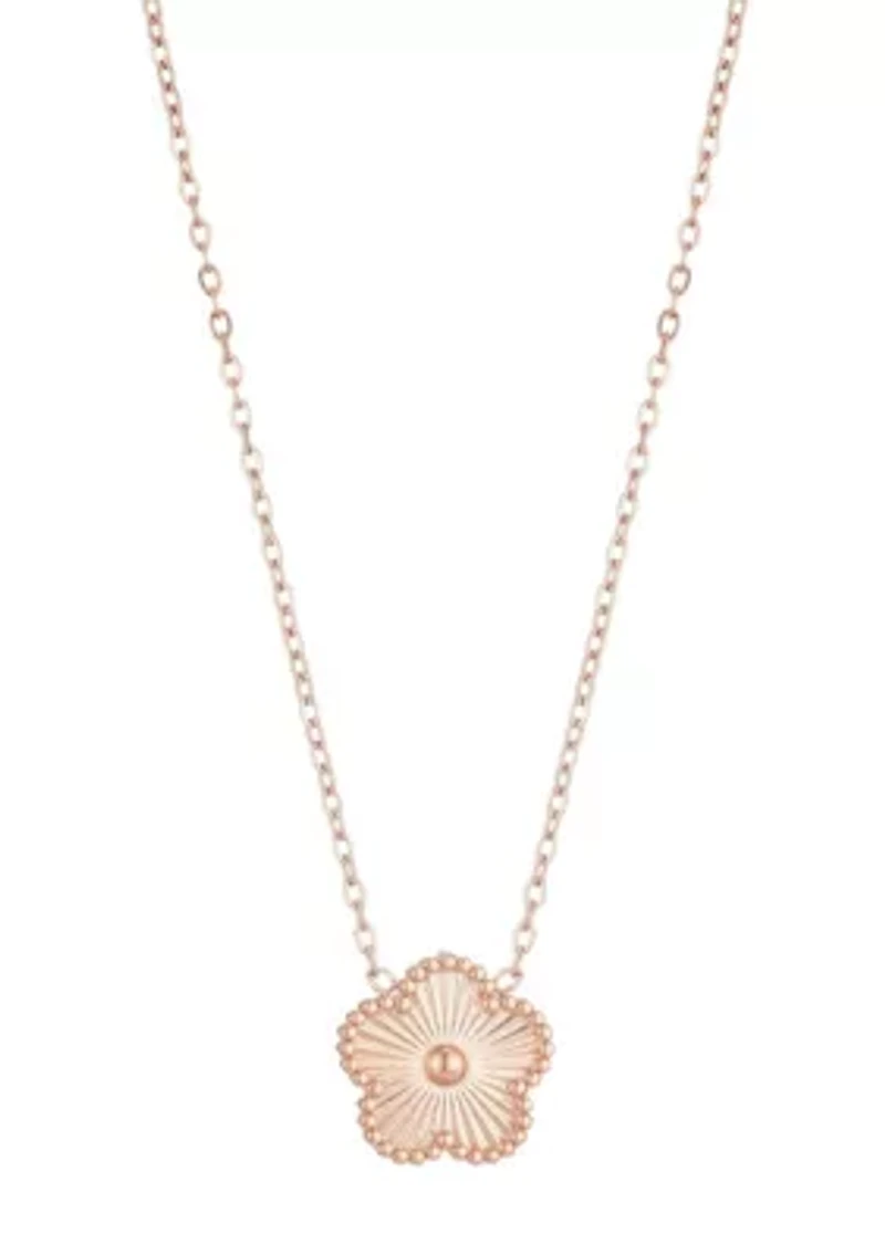 Tarnish Resistant 14k Rose Gold Plated 5-Leaf Clover Pendant Necklace