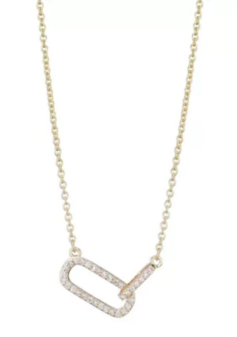 14k Gold Plated Pave CZ Links Necklace