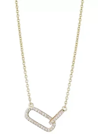 14k Gold Plated Pave CZ Links Necklace