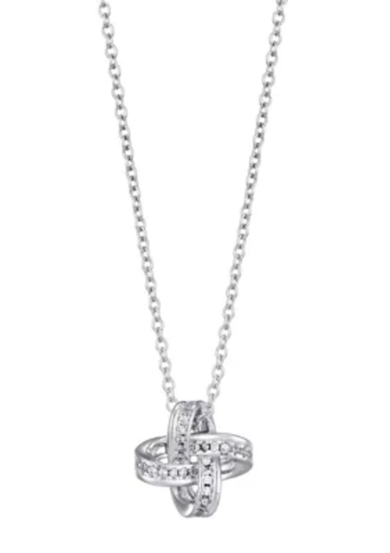 Silver Plated CZ Braided Knot Necklace