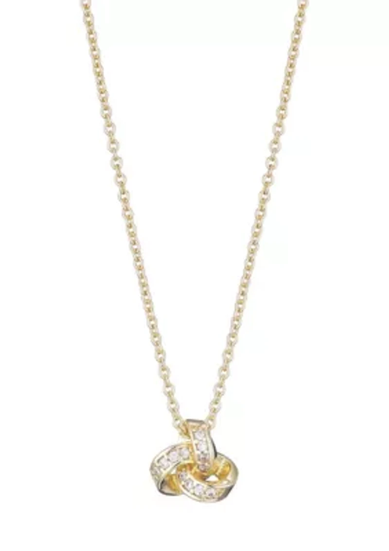 14k Gold Plated CZ Braided Knot Necklace