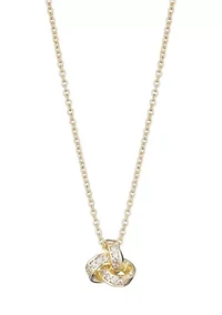 14k Gold Plated CZ Braided Knot Necklace