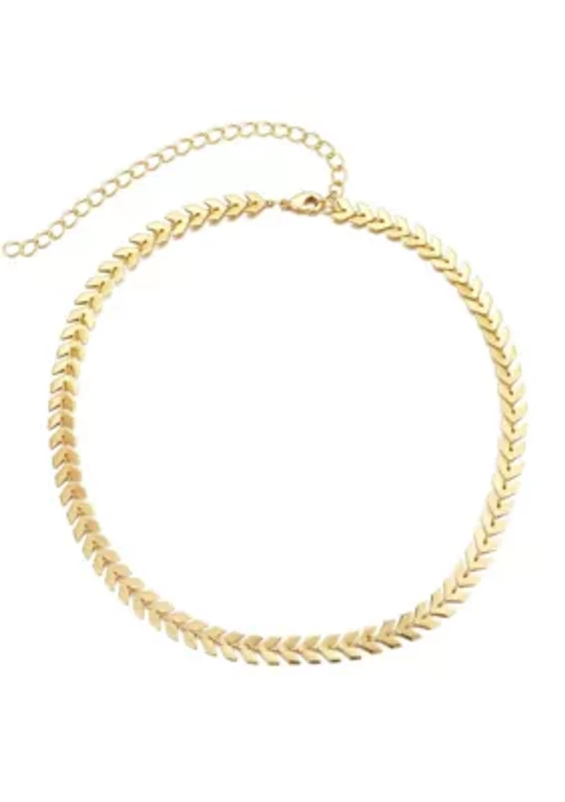 14k Gold Plated Fishtail Chain Adjustable Choker Necklace