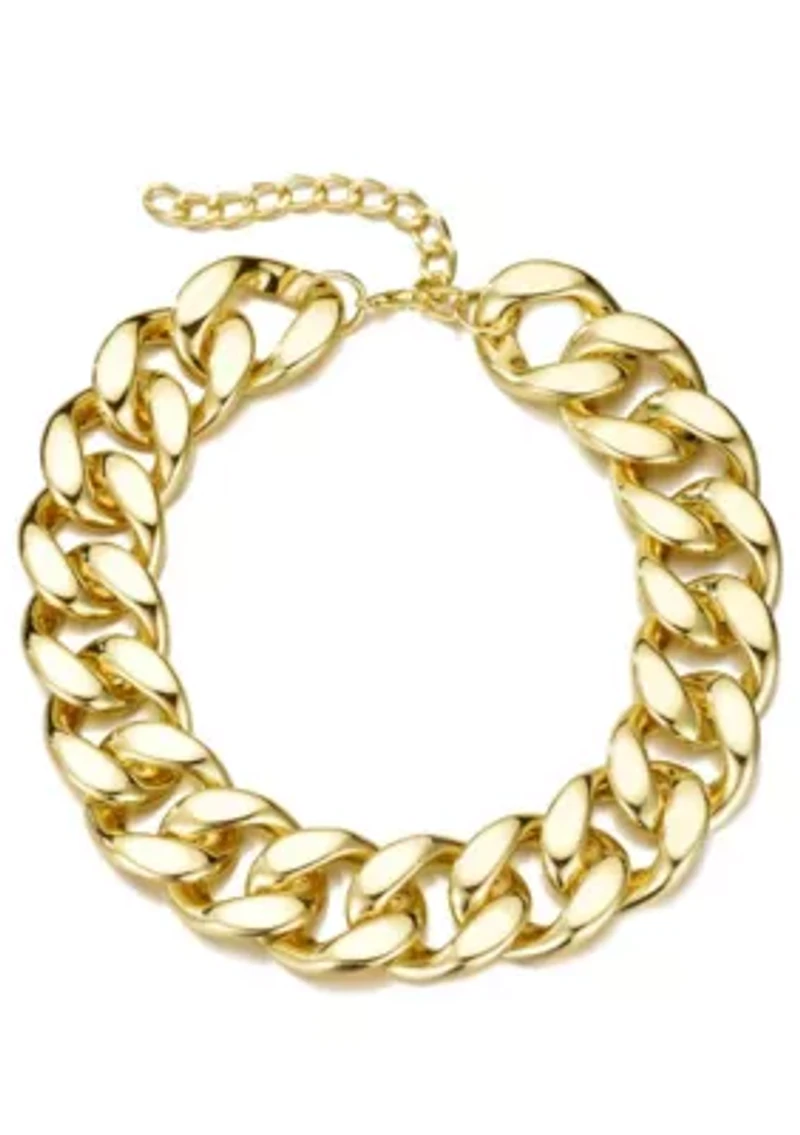Gold Plated Lightweight Chunky Curb Chain Necklace