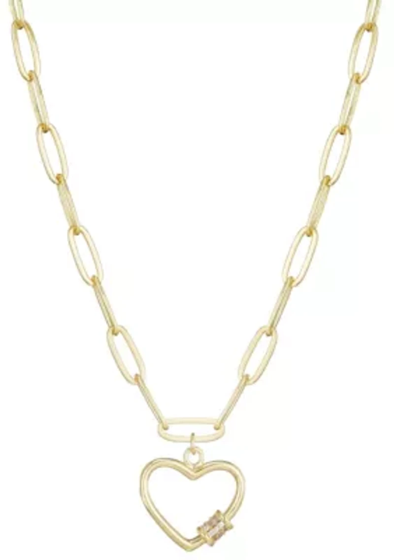 14k Gold Plated Carabiner Heart Necklace