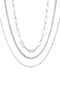 Tarnish Resistant Silver Set of 3-Chain Necklaces
