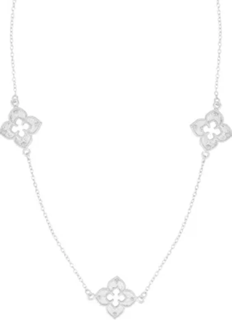 Silver Plated 36" Clover Station Necklace