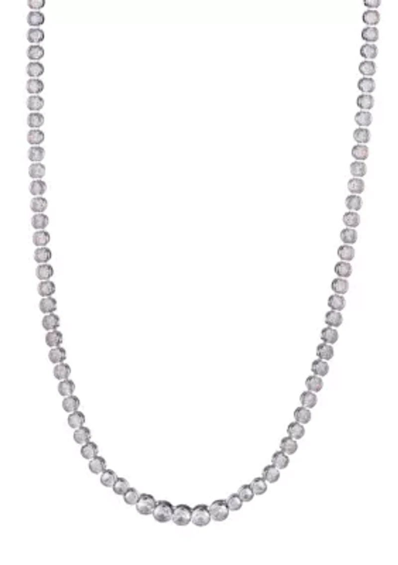 Silver Plated Bezeled Crystal Tennis Necklace