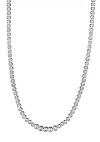 Silver Plated Bezeled Crystal Tennis Necklace