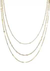 14k Yellow Gold Plated 3-Chain Necklace Set