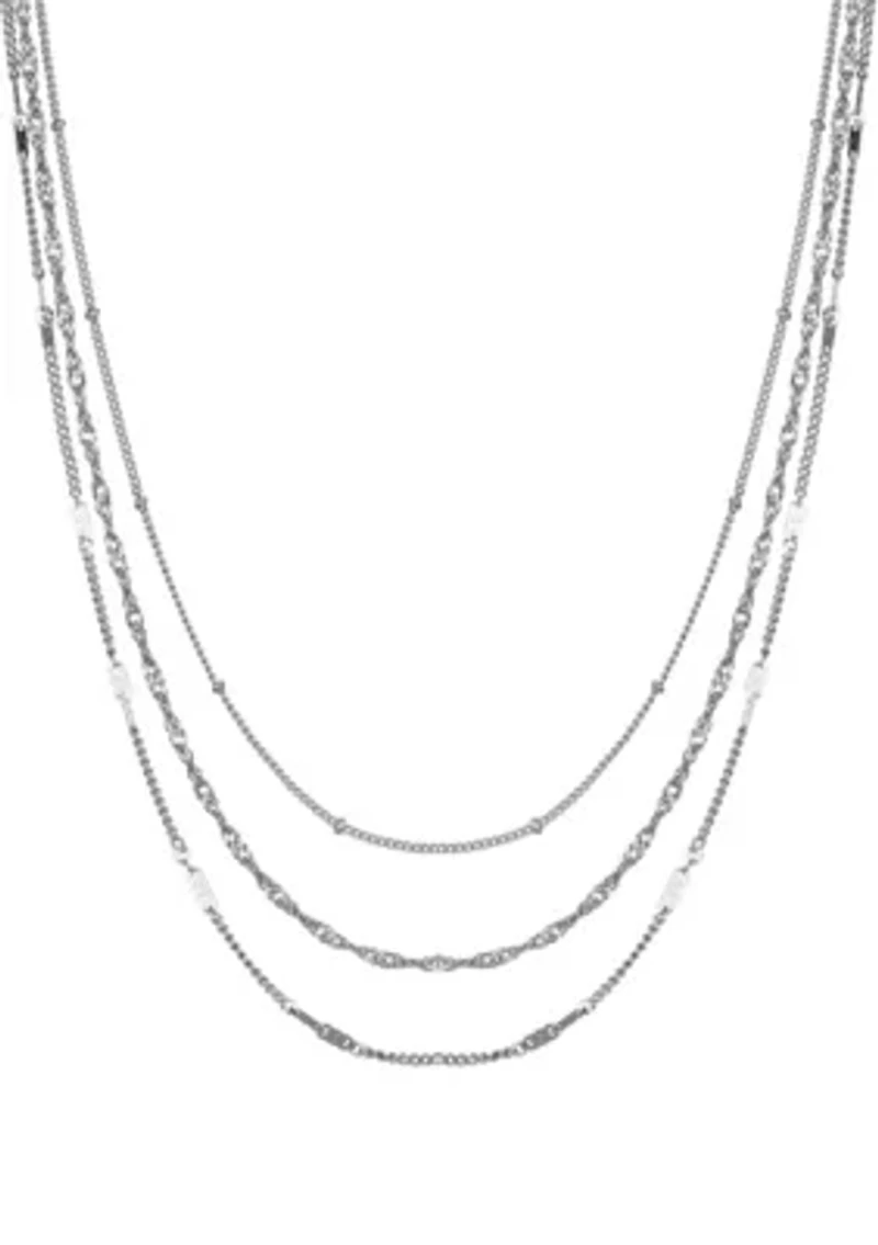 Silver Plated 3-Chain Necklace Set