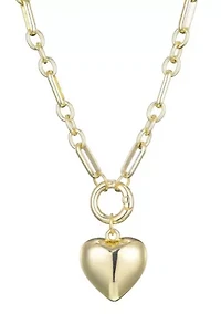 Gold Plated Puffy Heart Link Necklace