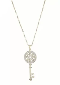 14k Gold Plated Ornate Key Pendant Necklace