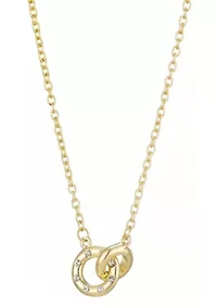 Tarnish Resistant 18k Gold Plated CZ Locking Rings Necklace
