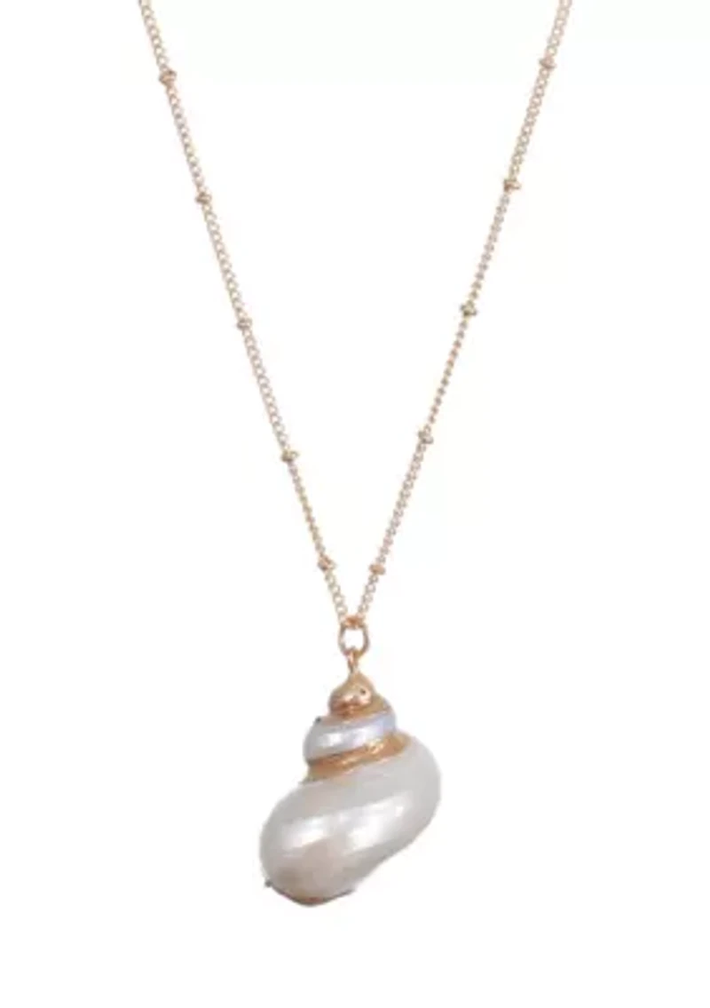 14k Gold Plated Golden Shell Pendant Necklace