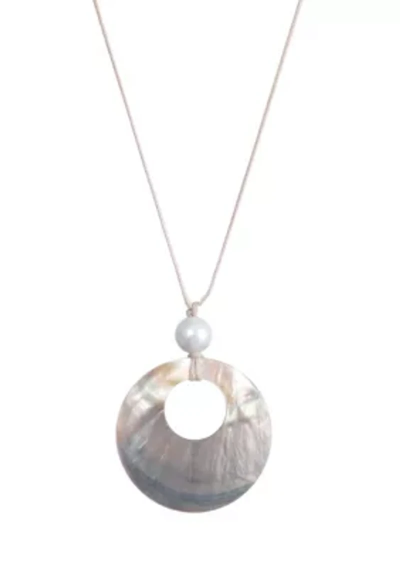 Adjustable Leather and Shell Necklace