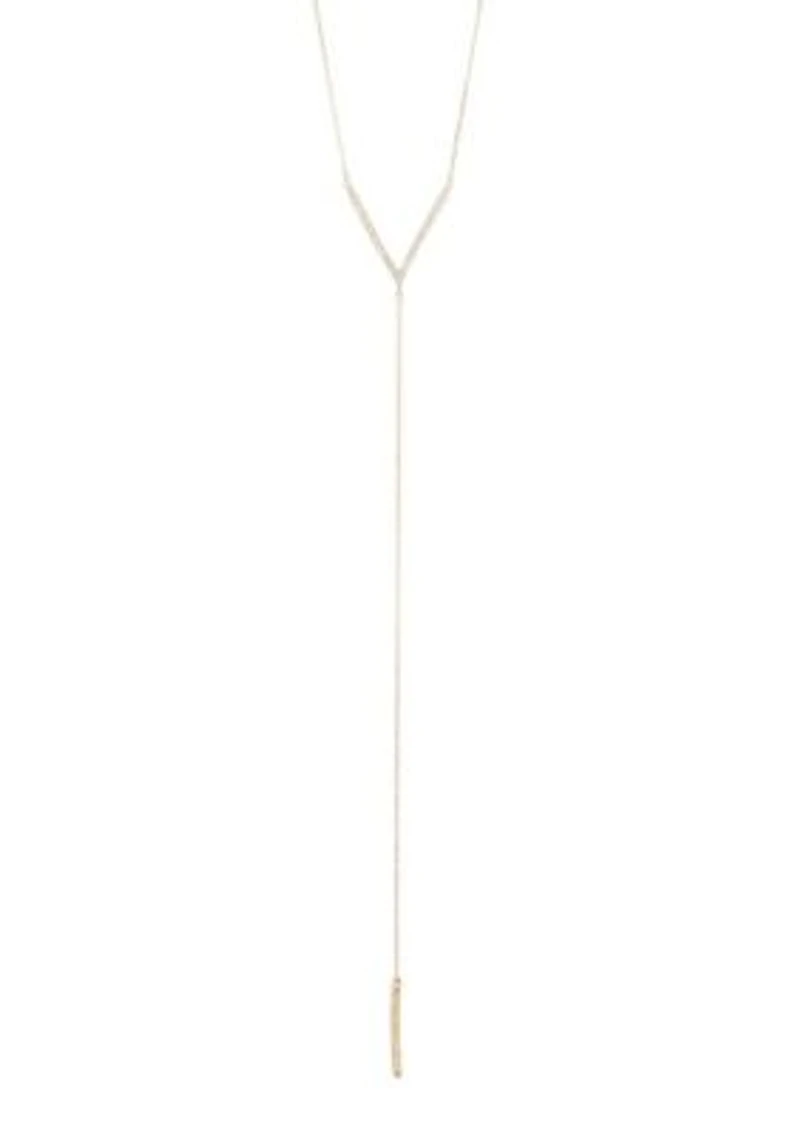 14k Gold Plated Crystal Y Lariat Necklace