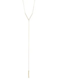 14k Gold Plated Crystal Y Lariat Necklace