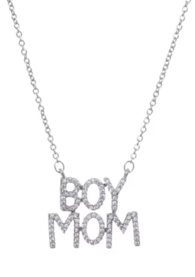 Silver Plated CZ Boymom Pendant Necklace