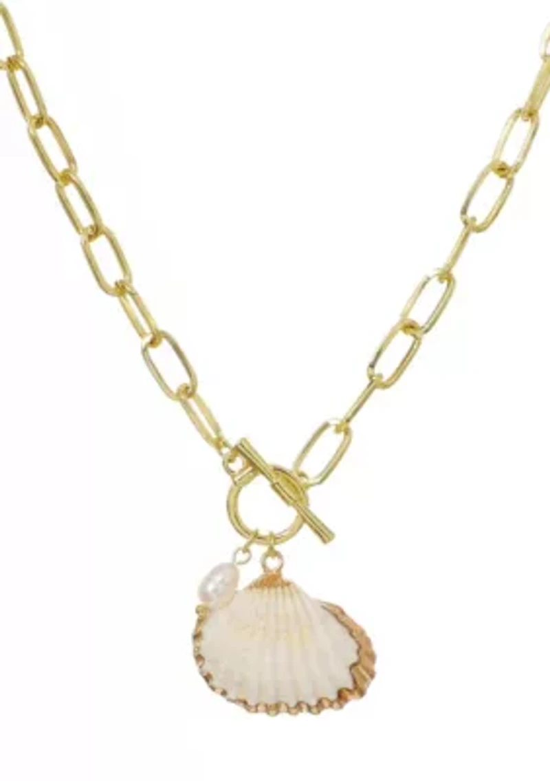 Gold Plated Shell Toggle Necklace