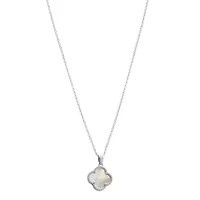 White Mother of Pearl Flower Necklace silver