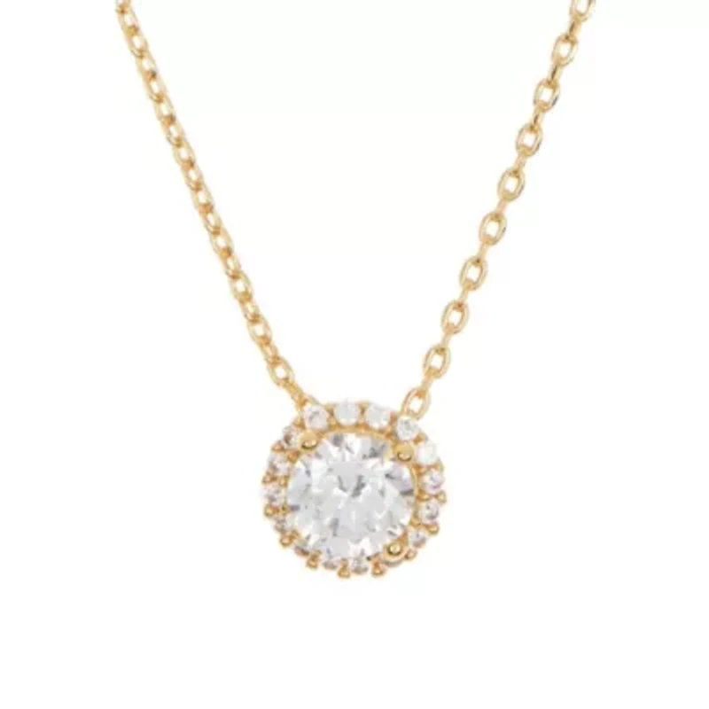 14k Gold Plated Crystal Floating Halo Necklace