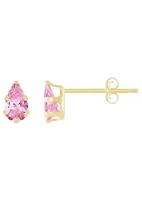 10K Yellow Gold 5x3mm Pear Shape Cubic Zirconia Stud Earrings