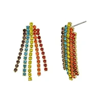 Lab Created Rainbow Crystal Chain Drop Earrings
