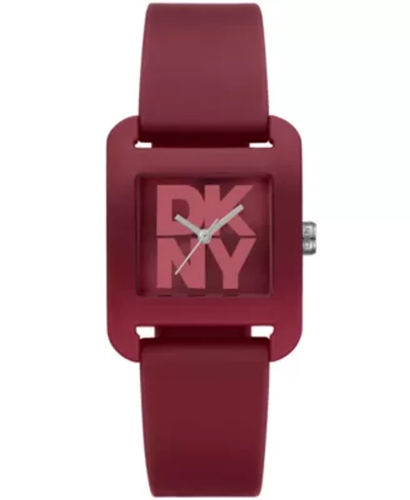 Women's City Sport Dark Red Dial Dark Red Silicone Strap Watch