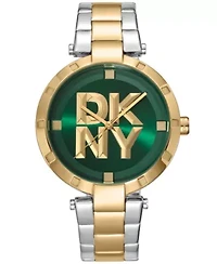 Women's Essential Logo Dark Green Dial Gold Two-Tone Stainless Steel Bracelet Watch