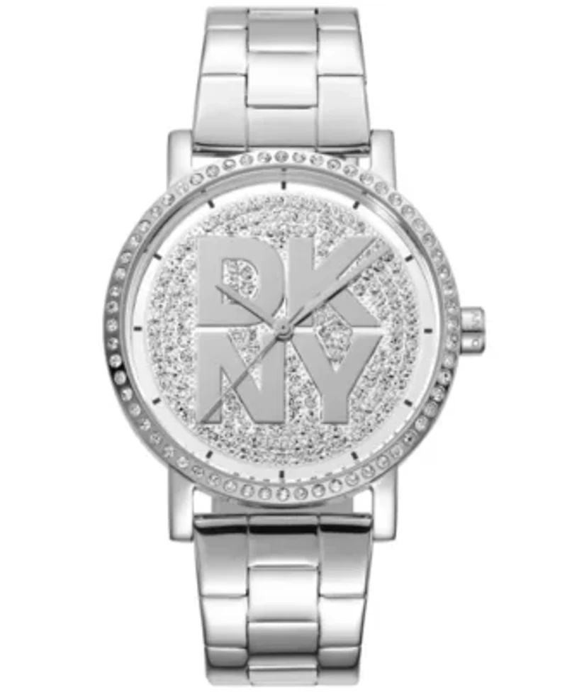 Women's Soho Logo Silver Powder Dial Stainless Steel Bracelet Watch