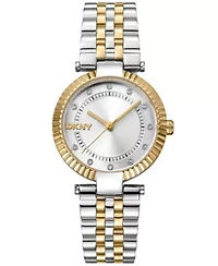 Women's Essential Glitz Silver Dial Gold Two-Tone Stainless Steel Bracelet Watch