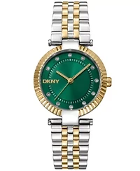 Women's Essential Glitz Dark Green Dial Gold Two-Tone Stainless Steel Bracelet Watch