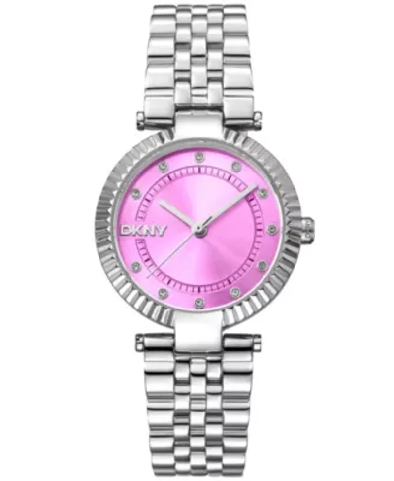 Women's Essential Glitz Pink Dial Stainless Steel Bracelet Watch