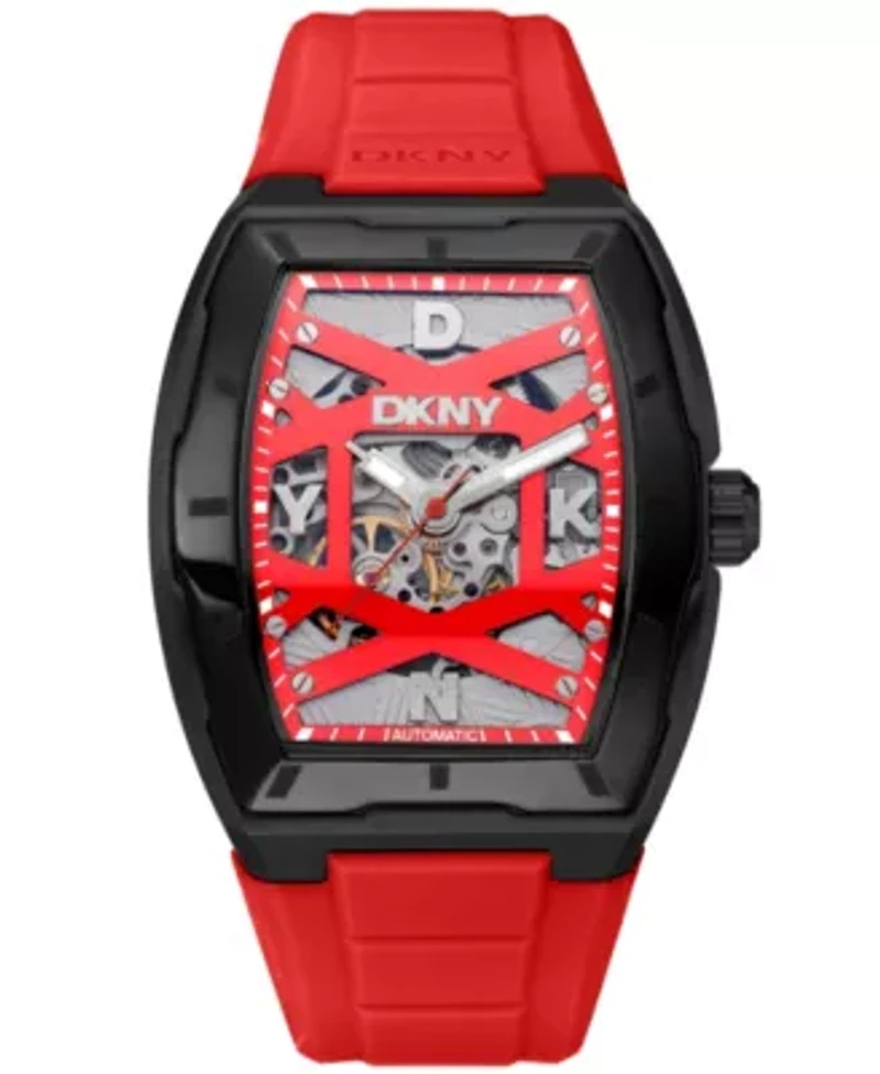 Men's Urban Automatic Red Dial Red Silicone Strap Watch