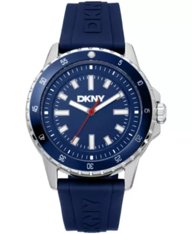 DKNY Men's Sport Watch Dark Blue Dial Dark Blue Silicone Strap 43mm 100M