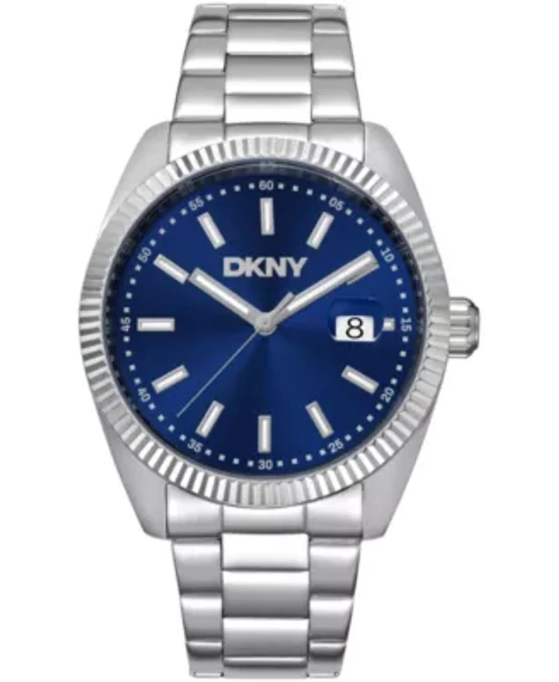DKNY Men's Date Blue Dial Stainless Steel Bracelet Watch 40mm 100M